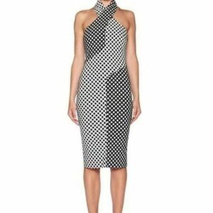 bec + bridge  Polka Dot Halter Midi Dress in Black and White